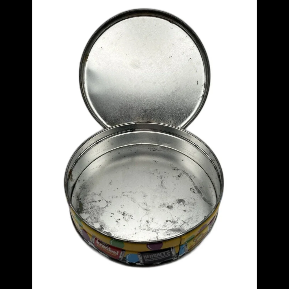 Vintage 1997 Hershey's Fun Tin Assorted Miniatures Round Storage Tin 5.3oz Used - Picture 2 of 4